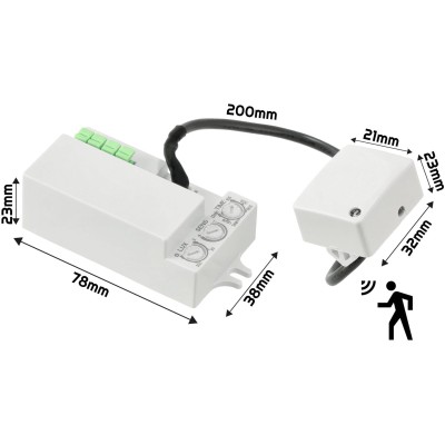 ECO LIGHT Mikrovlnný pohybový senzor se sondou 180°/360°