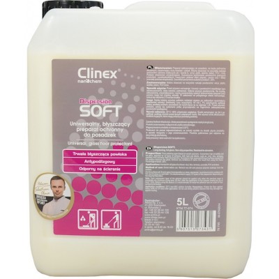 Clinex Dispersion SOFT 5l -­ Univerzální ochranný lesk na slinuté a PVC podlahy, vhodný pro strojové i ruční leštění