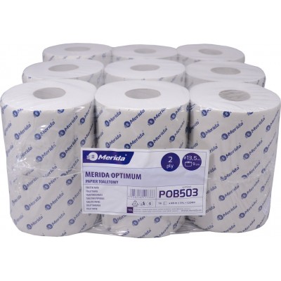 Toaletní papír OPTIMUM BÍLÝ, 2 - vrstvý, 13,5 cm x 9 cm, 68 m, 18 rolí / bal.