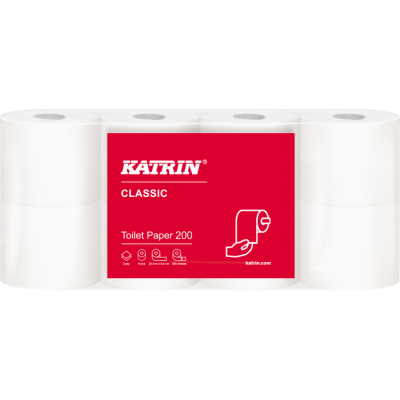 Toaletní papír Katrin Classic 2vrstvý, bílá, 200 útržků, 1x8ks