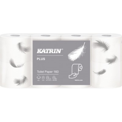 Toaletní papír Katrin Plus, 2vrstvý, 5bal.x8rolí/krt.,celulóza