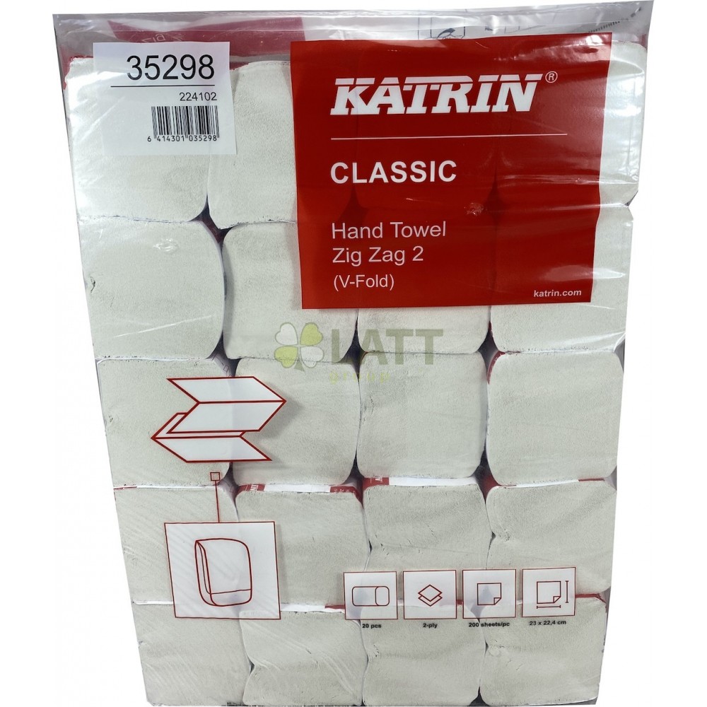 Papírový ručník skládaný Katrin Classic 2vrstvý, bílá 4000ks/krt.