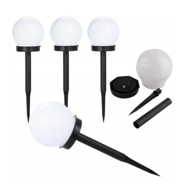 BERGE 4x Venkovní LED solární lampa WHITE BALL