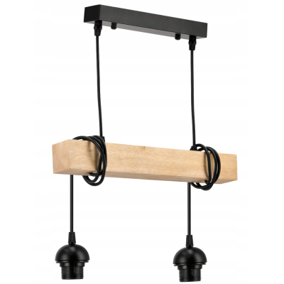 BERGE LED závěsné stropní svítidlo 2xE27 loftové dřevo, nastavitelná stínidla