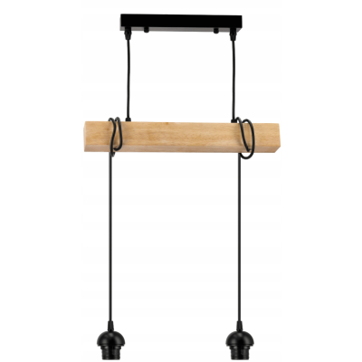 BERGE LED závěsné stropní svítidlo 2xE27 loftové dřevo, nastavitelná stínidla