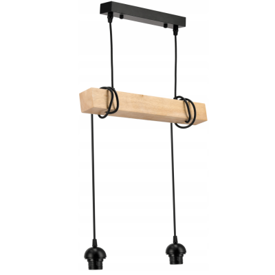 BERGE LED závěsné stropní svítidlo 2xE27 loftové dřevo, nastavitelná stínidla