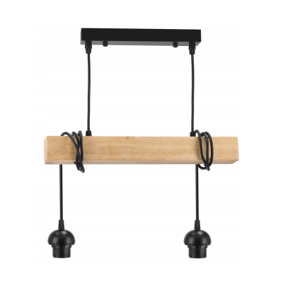 BERGE LED závěsné stropní svítidlo 2xE27 loftové dřevo, nastavitelná stínidla