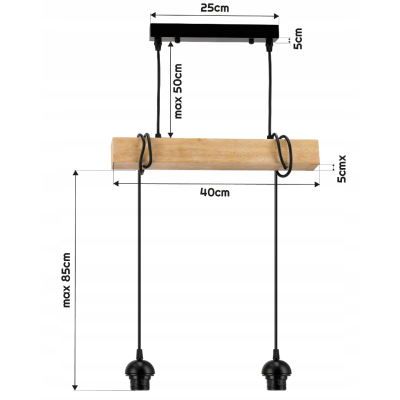 BERGE LED závěsné stropní svítidlo 2xE27 loftové dřevo, nastavitelná stínidla