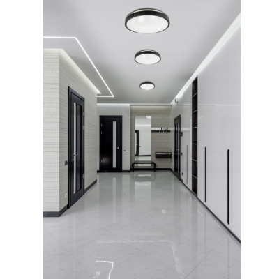 BERGE Přisazený LED stropní panel 12W 860lm Kulatý černý NW