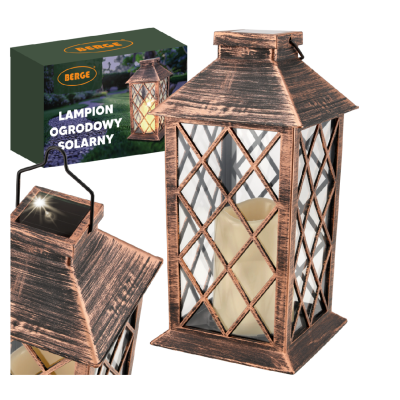 BERGE Zahradní lucerna LED solární lucerna měděná 2V 35MA