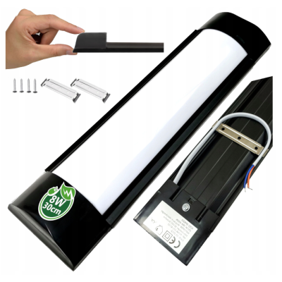 BERGE LED panel - 8W - 30cm - ČERNÁ - neutrální bílá