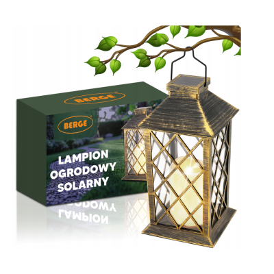 BERGE LED solární zahradní lucerna hnědá 2V 35MA
