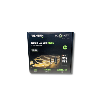 ECOLIGHT COB LED pásek 35W - 24V - 320 - 5M - 3000k - teplá bílá + dálkový ovladač