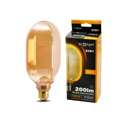 ECO LIGHT Dekorativní LED žárovka E27 4W 200lm O100 Amber Retro - řada ZERO