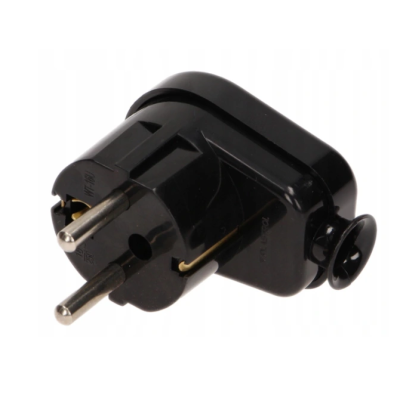 BERGE Černá úhlová zástrčka s uzemněním