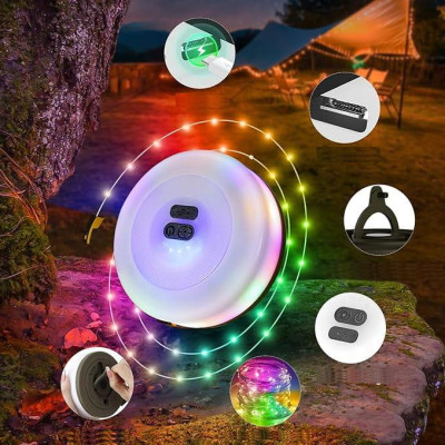 BERGE Kempingová lampa nabíjecí LED girlanda na roli 10m RGB IPX4