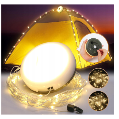 BERGE Kempingová lampa nabíjecí LED girlanda na roli 10m WW IPX4