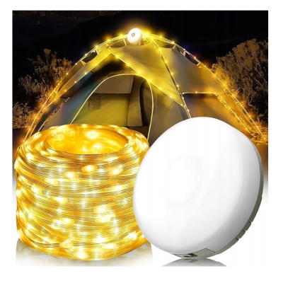 BERGE Kempingová lampa nabíjecí LED girlanda na roli 10m WW IPX4