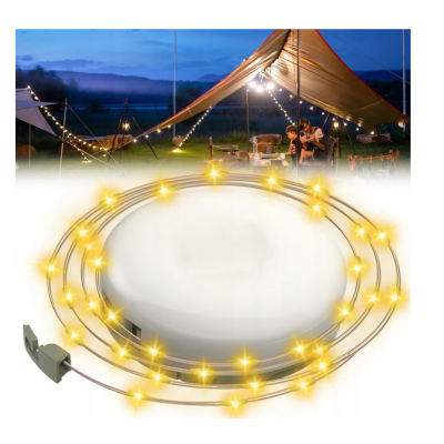 BERGE Kempingová lampa nabíjecí LED girlanda na roli 10m WW IPX4