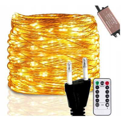 BERGE Světelný řetěz zahradní girlanda 10m 100LED 230V + dálkové ovládání