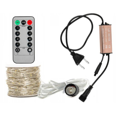 BERGE Světelný řetěz zahradní girlanda 10m 100LED 230V + dálkové ovládání