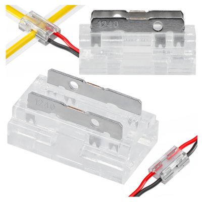 BERGE Univerzální konektor pro COB SMD LED pásek 8mm, hranatý - zacvakávací