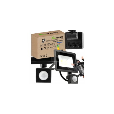 ecoPLANET LED reflektor 30W NW 4500K - 2700lm - se senzorem pohybu a soumraku IP65