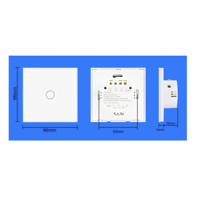 MILIO Dotykový skleněný bezdrátový vypínač 9608 - bílý