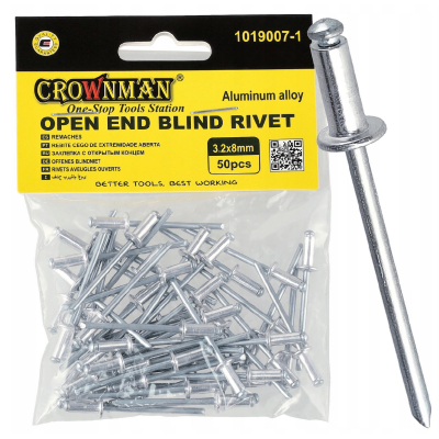 CROWNMAN Hliníkové trhací nýty 3,2x8mm sada 50 kusů
