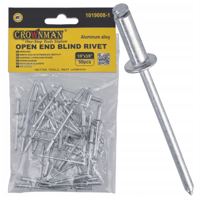 CROWNMAN Hliníkové trhací nýty 3,2x9,5mm sada 50 kusů
