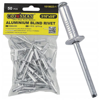 CROWNMAN Hliníkové trhací nýty 4,8 × 15,9 mm sada 50 kusů