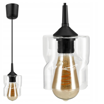 BERGE LED lustr závěsné stropní svítidlo E27 průhledný skleněný čtverec