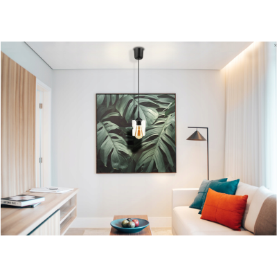 BERGE LED lustr závěsné stropní svítidlo E27 průhledný skleněný čtverec