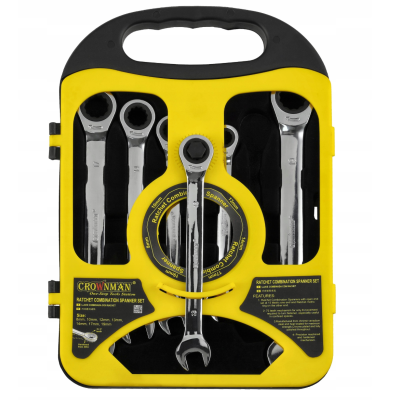 CROWNMAN Ráčnové klíče 8mm - 19mm sada 7 ks