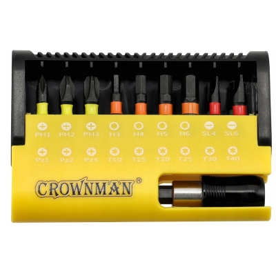 CROWNMAN Sada 18 bitů šroubováků + organizér