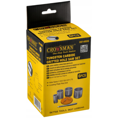 CROWNMAN Vykružovací korunky na beton s tvrdokovem SET 33,53,67,73