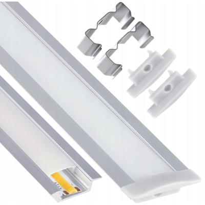 BERGE LED eloxovaný hliníkový profil zapuštěný 1m - sada