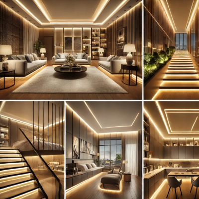 BERGE LED hliníkový profil 1m černý přisazený - sada