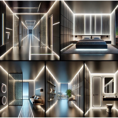 BERGE LED hliníkový profil 2m černý přisazený - sada