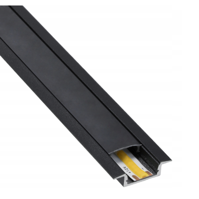 BERGE LED hliníkový profil zapuštěný 1m černý - sada