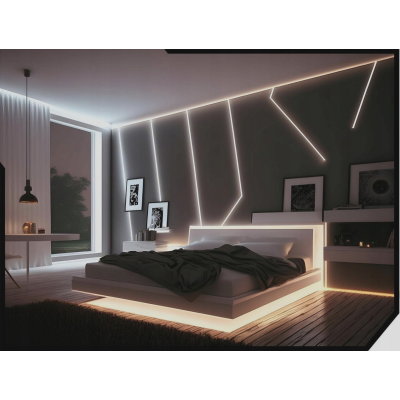 BERGE LED hliníkový profil zapuštěný 1m černý - sada