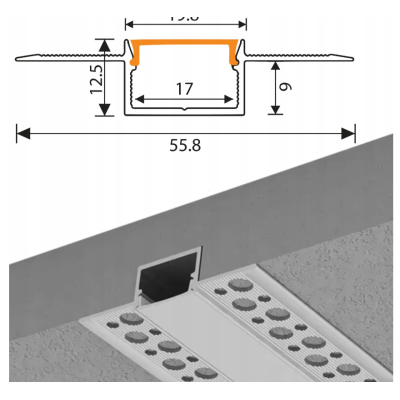 BERGE LED hliníkový profil zapuštěný 2m - sada