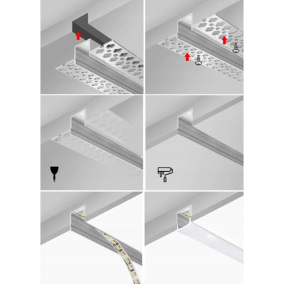 BERGE LED hliníkový profil zapuštěný 2m - sada
