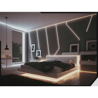 BERGE LED hliníkový profil zapuštěný 2m černý - sada