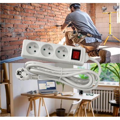 BERGE Prodlužovací kabel 3 zásuvky 3m 3680W s vypínačem