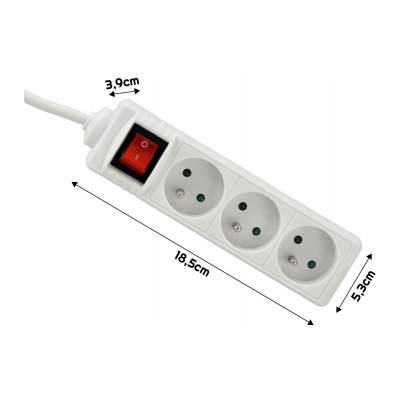 BERGE Prodlužovací kabel 3 zásuvky 3m 3680W s vypínačem