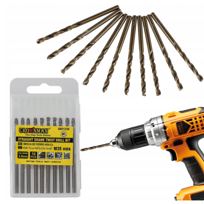 CROWNMAN Sada 10 ks kobaltových vrtáků M35 HSS 5% - 3mm