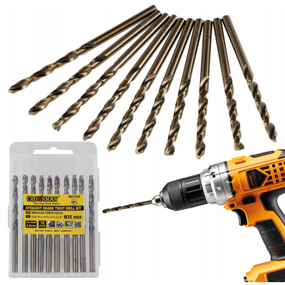 CROWNMAN Sada 10 ks kobaltových vrtáků M35 HSS 5% - 4mm