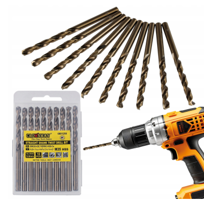 CROWNMAN Sada 10 ks kobaltových vrtáků M35 HSS 5% - 5mm