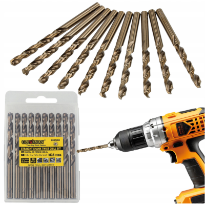 CROWNMAN Sada 10 ks kobaltových vrtáků M35 HSS 5% - 6mm